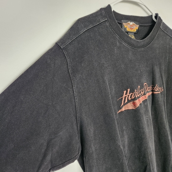 Harley Davidson Printed Cotton Sweatshirt L Black Motorcycles Grunge Unisex - Picture 5 of 7